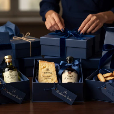 Professional header image for list-based article: Personalized Bridesmaid Gift Boxes with Italian Gourmet T...
