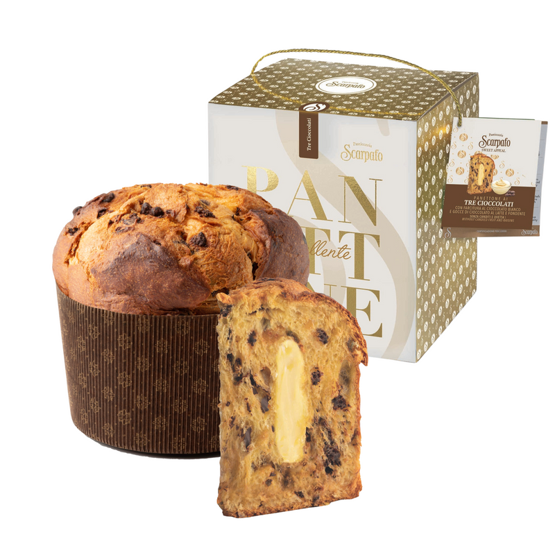 Triple Chocolate Panettone with White Chocolate Cream