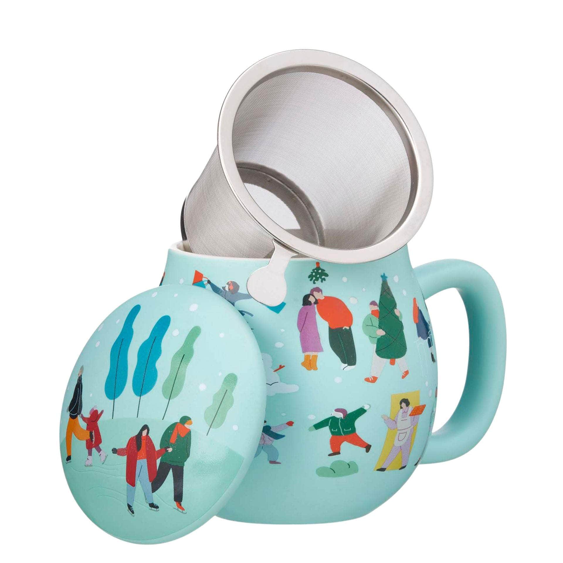 Tasty Ribbon Christmas Wonderland Mug with Infuser Christmas Tea Mug with Infuser | Festive Porcelain Set | Shop Online