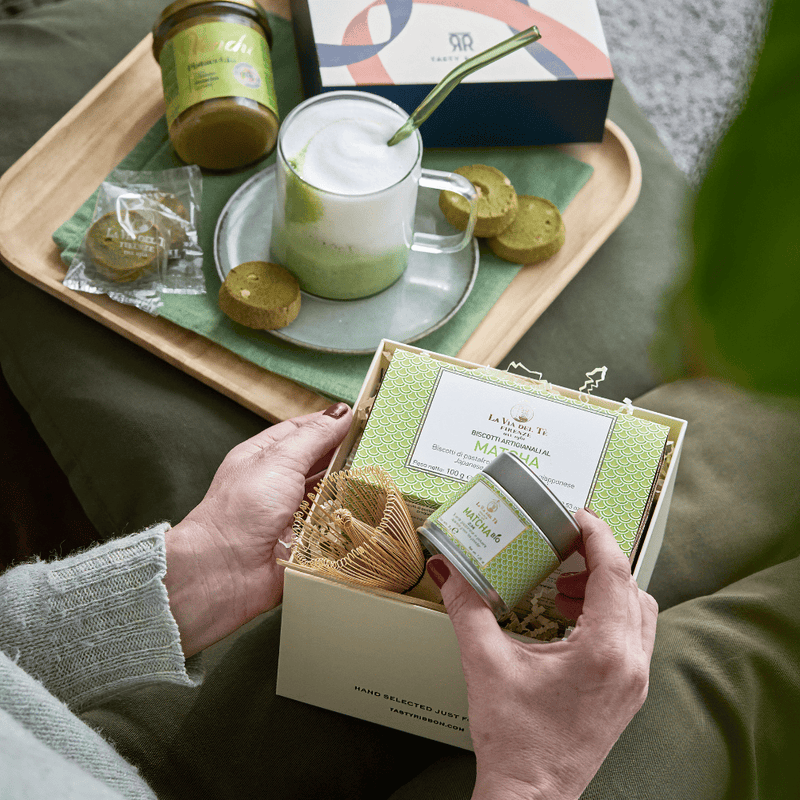 Tasty Ribbon Matcha Moments Matcha Tea Gift Box | Japanese Ceremony Set with Shortbread Cookies | Tasty Ribbon