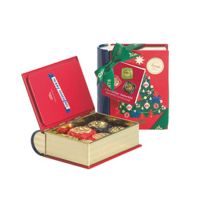 Tasty Ribbon Christmas Chocolate Mini Book Tin Christmas mini book with assorted Chocoviar chocolates | Chocolate Box | Chocolate Gifts